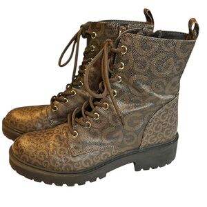 Guess Patterned Lace-Up Combat Boots